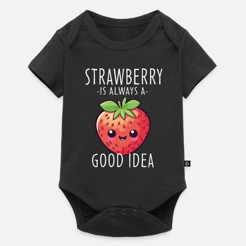 Fraise Kawaii - Body à manches courtes Premium Bébé - noir