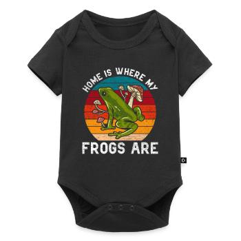 Frog Home est l’endroit où sont mes grenouilles - Body à manches courtes Premium Bébé - noir - Devant
