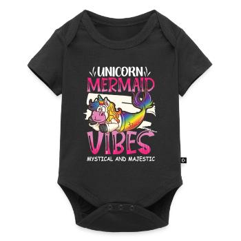 Einhorn Meerjungfrau Mermicorns - Baby Premium Kurzarmbody - Schwarz - Vorne