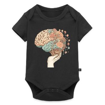Fleurs printanières Floral Cerveau Neurologue Neuro Scie - Body à manches courtes Premium Bébé - noir - Devant