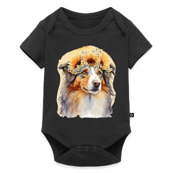 Mignon Berger Australien Berger Australien Tournesol Chien Bree - Body à manches courtes Premium Bébé - noir - Devant