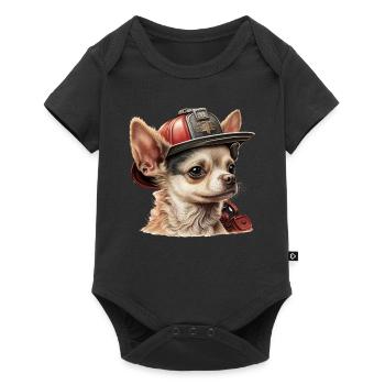 Chihuahua - Pompier Chien Cool Hommes Chapeau Feu - Body à manches courtes Premium Bébé - noir - Devant
