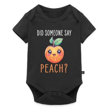 Pfirsich Kawaii - Baby Premium Kurzarmbody - Schwarz - Vorne