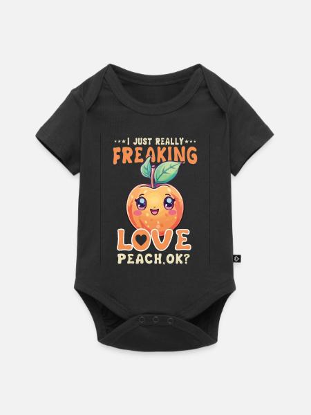 Pfirsich Kawaii - Baby Premium Kurzarmbody - Schwarz