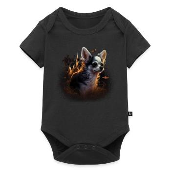 Chihuahua Costume d'Halloween - Citrouille - Body à manches courtes Premium Bébé - noir - Devant