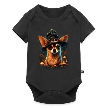 Chihuahua Costume d'Halloween - Citrouille - Body à manches courtes Premium Bébé - noir - Devant