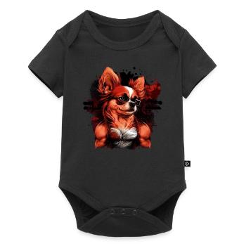 Chihuahua - Fitness Musculation Gym Chien Sixpack - Body à manches courtes Premium Bébé - noir - Devant