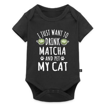 Matcha and cat lover design - Baby Premium short-sleeve bodysuit - black - Front