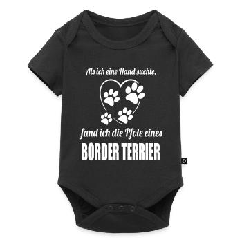 Hand & Pfote - Spruch - Border Terrier - Baby Premium Kurzarmbody - Schwarz - Vorne