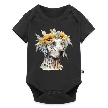 Mignon Dalmatien Chien Tournesol Race Pet Chiot - Body à manches courtes Premium Bébé - noir - Devant