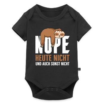 Faultier Faultiere Tier Schlafen Faul - Baby Premium Kurzarmbody - Schwarz - Vorne