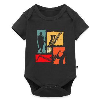Trompette Rétro - Body à manches courtes Premium Bébé - noir - Devant