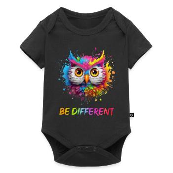 LUSTIGE BUNTE EULE - Baby Premium Kurzarmbody - Schwarz - Vorne
