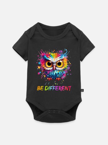 LUSTIGE BUNTE EULE - Baby Premium Kurzarmbody - Schwarz