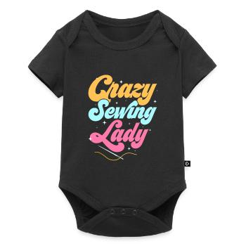 Crazy Sewing Lady Crafting Sewing Maschine - Baby Premium Kurzarmbody - Schwarz - Vorne