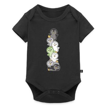 Agender Flag Pride LGBTQ Cute Penguin Stack - Baby Premium short-sleeve bodysuit - black - Front