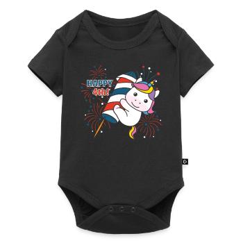 Unicorn for the Fourth of July Fireworks Rocket - Baby Premium short-sleeve bodysuit - black - Front