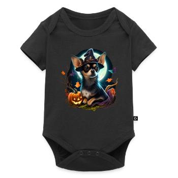Chihuahua Costume d'Halloween - Citrouille - Body à manches courtes Premium Bébé - noir - Devant