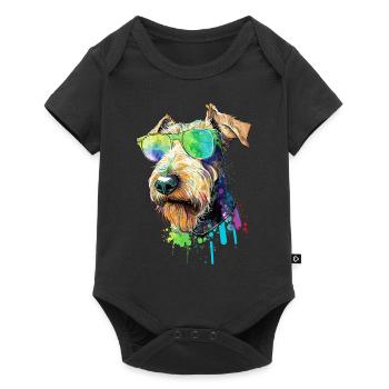 Welsh Terrier Airedale Terrier Wearing Sunglasses - Baby Premium short-sleeve bodysuit - black - Front