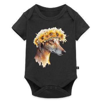 Mignon Greyhound Sunflower Dog Breed Pet Puppy - Body à manches courtes Premium Bébé - noir - Devant