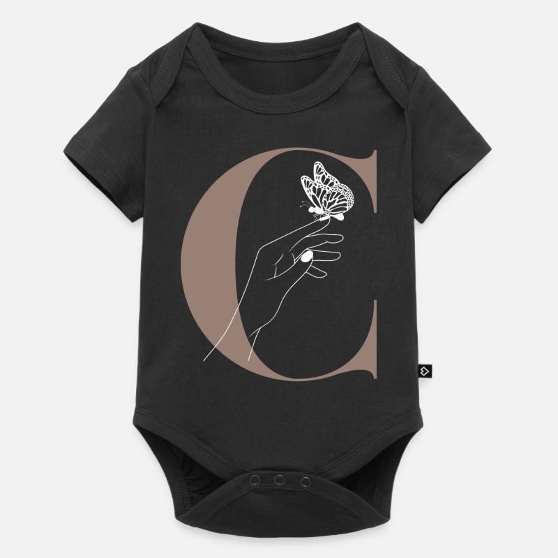 lettre C papillon magique - Body à manches courtes Premium Bébé - noir