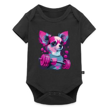 Chihuahua rose | Fille Fitness Salle de sport - Body à manches courtes Premium Bébé - noir - Devant