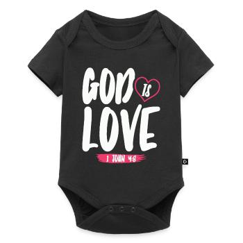 Dieu est Amour Chrétien Bible Verset Foi - Body à manches courtes Premium Bébé - noir - Devant