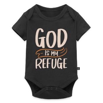 Gott Ist Meine Zuflucht Christlicher Bibelvers - Baby Premium Kurzarmbody - Schwarz - Vorne