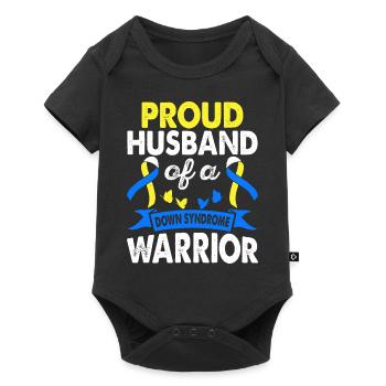 Husband of the Down syndrome warrior. Blue Ribbon - Baby Premium short-sleeve bodysuit - black - Front