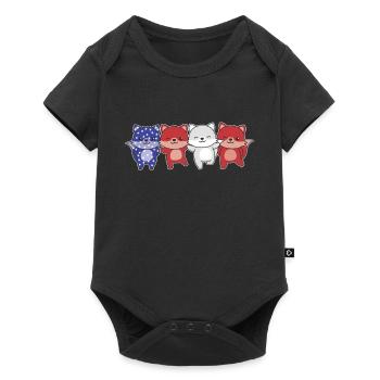 Fuchs für den vierten Juli USA Flagge Füchse - Baby Premium Kurzarmbody - Schwarz - Vorne