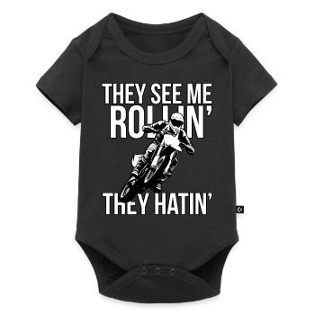 Dirtbike Lover They see me Rollin - Baby Premium short-sleeve bodysuit - black - Front