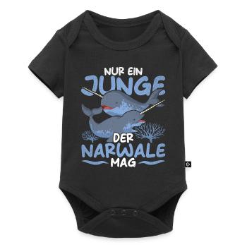 Nur ein Junge der Narwale mag Ozean Tier Narwal - Baby Premium Kurzarmbody - Schwarz - Vorne