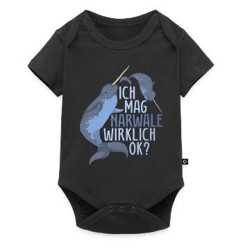 Ich mag Narwale wirklich ok Ozean Tier Narwal - Baby Premium Kurzarmbody - Schwarz - Vorne