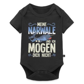 Meine Narwale und ich mögen dich nicht Narwal - Baby Premium Kurzarmbody - Schwarz - Vorne