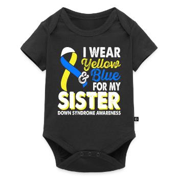 Wear yellow blue for Sister Down Syndrome - Baby Premium short-sleeve bodysuit - black - Front