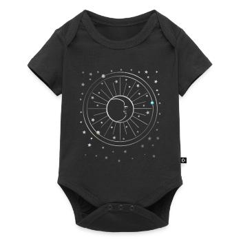 Lune - Étoiles - Planètes - Ciel étoilé - Galaxie - Body à manches courtes Premium Bébé - noir - Devant