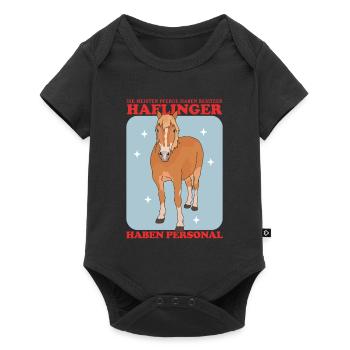Haflinger Pferde | Haffi Pferdebesitzer Geschenk - Baby Premium Kurzarmbody - Schwarz - Vorne