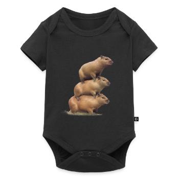 Capybara Tower - Baby Premium short-sleeve bodysuit - black - Front