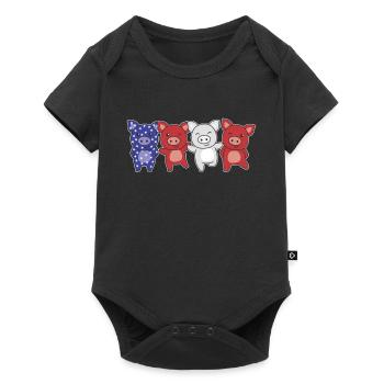 Schwein für den vierten Juli USA Flagge Schweine - Baby Premium Kurzarmbody - Schwarz - Vorne