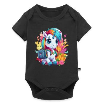 Unicorn Schoolchild School Enrollment Girl Gift - Baby Premium short-sleeve bodysuit - black - Front