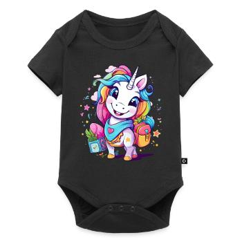 Licorne Schoolchild School Enrollment Girl Gift - Body à manches courtes Premium Bébé - noir - Devant