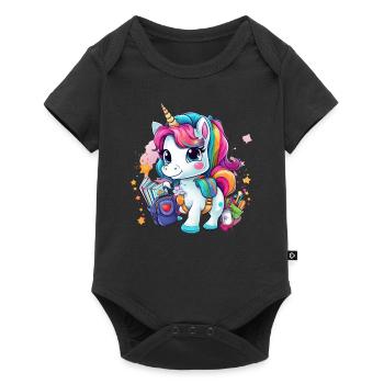 Licorne Schoolchild School Enrollment Girl Gift - Body à manches courtes Premium Bébé - noir - Devant