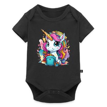 Licorne Schoolchild School Enrollment Girl Gift - Body à manches courtes Premium Bébé - noir - Devant