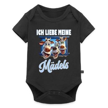 Lusitger Spruch, ich liebe meine Mädels, Kuh, Kühe - Baby Premium Kurzarmbody - Schwarz - Vorne