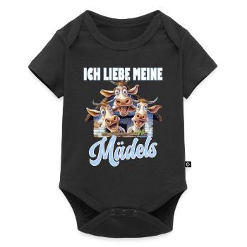 3 lustige Kühe mit Spruch - Baby Premium Kurzarmbody - Schwarz - Vorne