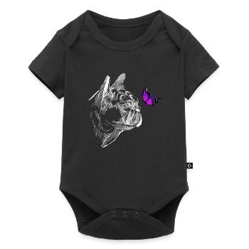 Carlin avec chien papillon - Body à manches courtes Premium Bébé - noir - Devant