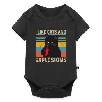 I like Cats and Explosions - Baby Premium short-sleeve bodysuit - black - Front