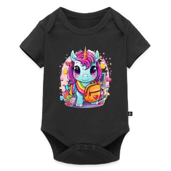 Unicorn Schoolchild School Enrollment Girl Gift - Baby Premium short-sleeve bodysuit - black - Front