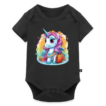 Licorne Schoolchild School Enrollment Girl Gift - Body à manches courtes Premium Bébé - noir - Devant