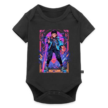 Shibuya: Cool Anime Boy avec épée japonaise - Body à manches courtes Premium Bébé - noir - Devant